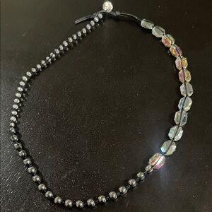 Elegant Black and Iridescent/Hematite Beaded Necklace